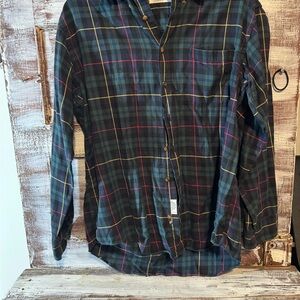 Casual Plaid Button-Down Shirt - Blue, Red, Yellow